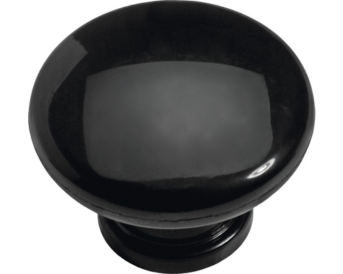 Bouton de meuble plastique noir Ø 40 mm, 1 pièce