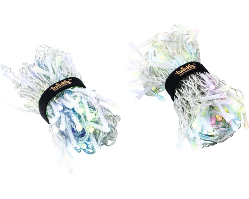 Deux guirlandes lumineuses attachées avec un ruban à logo Twinkly.