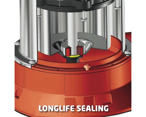 Vue en coupe d''une pompe mettant en évidence le joint d''étanchéité longue durée