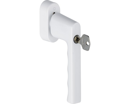 Poignée de fenêtre Hoppe SecuForte 11712326 Hamburg 0700S/UD9020 blanc longueur de tige variable 32-42 mm verrouillable avec vis de fixation et clé Poignée de fenêtre verrouillable avec clé