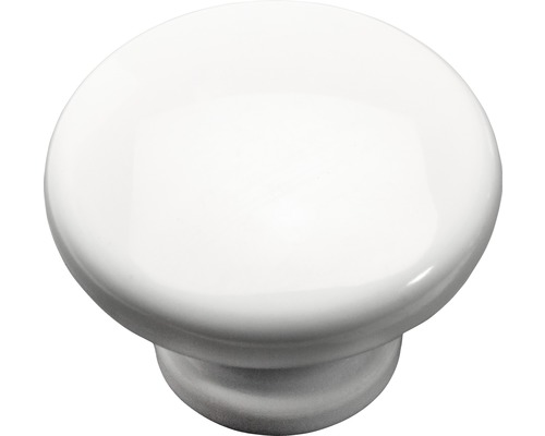 Jeu de 6 boutons de meuble plastique blanc Ø 40 mm, 6 pièces