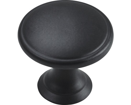 Bouton de meuble en zinc moulé sous pression noir Ø 32 mm, 1 pièce