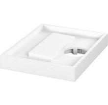 Receveur de douche blanc avec rehaussement rectangulaire et trou d''évacuation