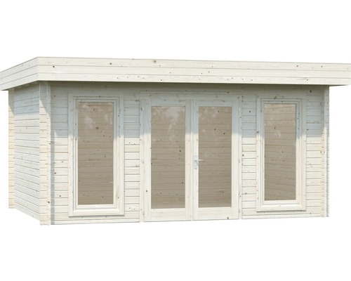 Holzgartenhaus mit Fenstern und Doppeltür