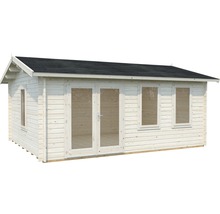 Holzgartenhaus mit Fenstern und Doppeltür
