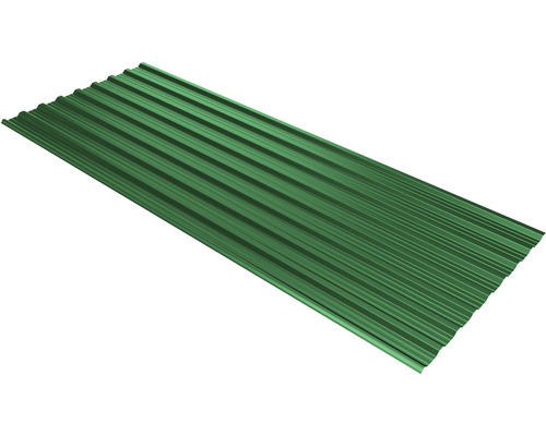Plaque trapézoïdale PRECIT T18DR vert mousse RAL 6005 avec revêtement anti-condensation 1500 x 1138 x 0,5 mm