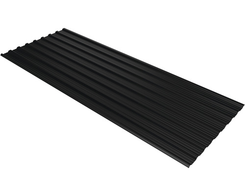 Plaque trapézoïdale PRECIT T18DR noir foncé RAL 9005 avec revêtement anti-condensation 1500 x 1138 x 0,5 mm