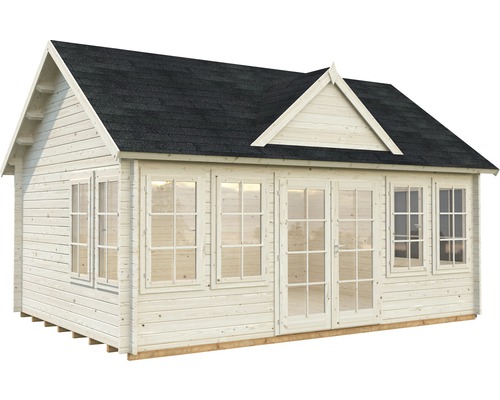 Holzgartenhaus mit Fenstern und Doppeltür