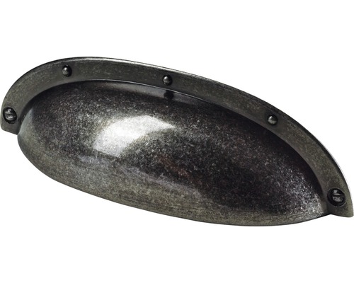 Poignée de meuble zinc moulé sous pression couleur argent bruni LA 64 mm, 1 pièce Poignée cuvette pour meuble