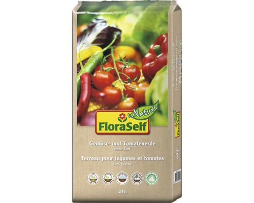 Terreau pour tomates et légumes sans tourbe FloraSelf Nature 40 l