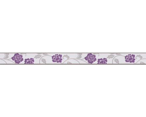 Bordüre 2820-26 Only Borders 9 selbstklebend Blume lila grau weiß 5 m x 5 cm