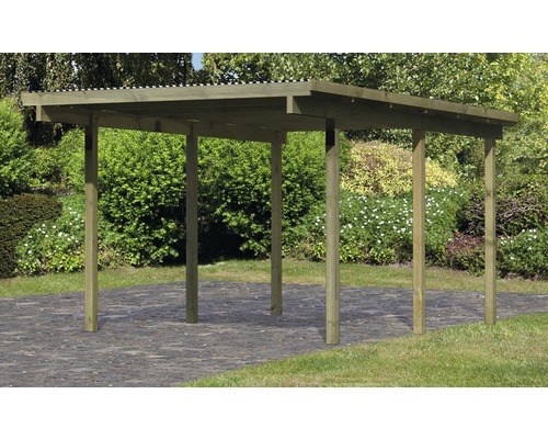 Carport simple Karibu Eco 1A plaques PVC sans ferrures 268x387 cm traité en autoclave par imprégnation