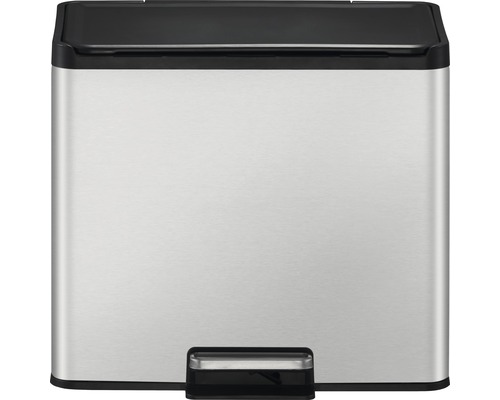 Poubelle à pédale en acier inoxydable avec couvercle et pédale noirs
