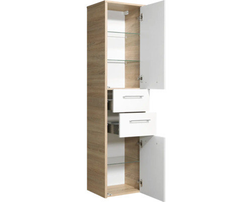 Armoire midi Pelipal Lagos largeur 40 cm blanc brillant chêne nature transversal démontée