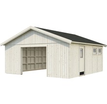 Holzgarage mit Tür und Fenstern