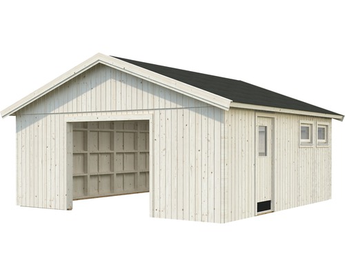 Einzelgarage Andre 28,5 m² ohne Tor 603 x 622 cm natur Holzgarage mit Tür und Fenstern