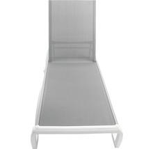 Chaise longue chaise longue de jardin Garden Place Elena empilable réglable sur 5 niveaux plastique tissu textile gris blanc-thumb-1