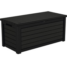 Dunkle Gartenbox zur Aufbewahrung von Gartengeräten und -möbeln