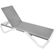 Chaise longue chaise longue de jardin Garden Place Elena empilable réglable sur 5 niveaux plastique tissu textile gris blanc-thumb-0