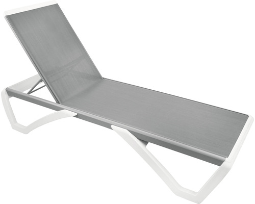 Chaise longue chaise longue de jardin Garden Place Elena empilable réglable sur 5 niveaux plastique tissu textile gris blanc-0