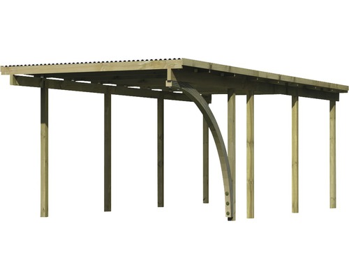Holzcarport mit Dach und Stützpfosten