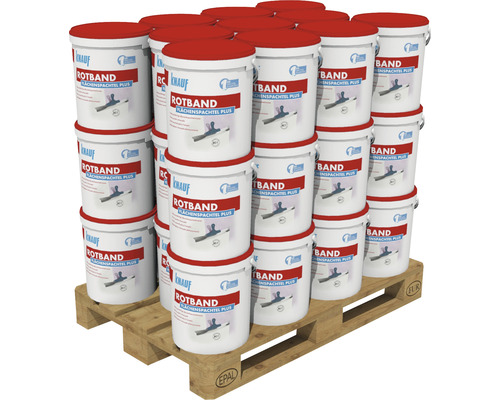 Palette mit Knauf Rotband Flächenspachtel Plus Eimern