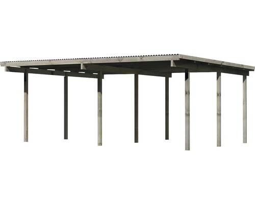 Abri de voiture en bois autoportant avec toit