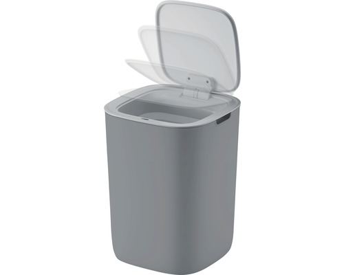 Grauer Abfallbehälter mit Klappdeckel