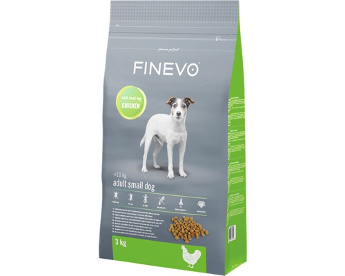 Croquettes pour chiens Adult Dog S FINEVO poulet 3 kg Aliments secs Finevo au poulet pour petits chiens adultes de moins de 10 kg en paquet de 3 kg