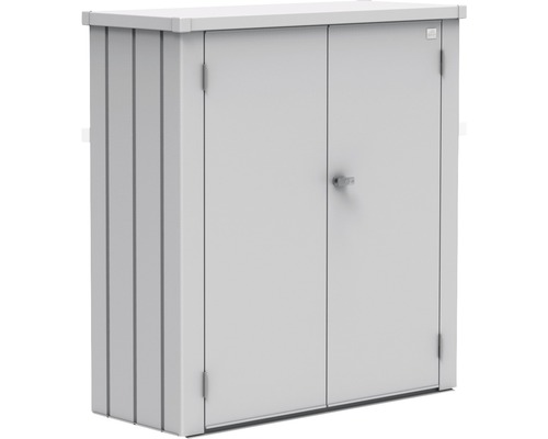 Armoire de terrasse biohort Romeo avec 3 fixations verticales et 2 tablettes galvanisées à chaud T. M 132 x 57 x 140 cm argent métallique