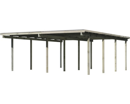 Holzcarport mit acht Säulen und Dach