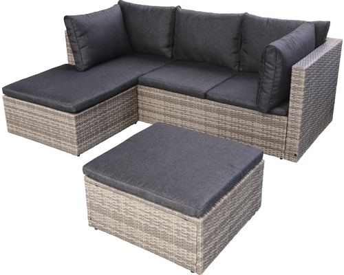 Ensemble de meubles de jardin Garden Place Relax 5 sièges 2 pces avec galettes de chaise aluminium rotin synthétique bicolore gris clair gris foncé