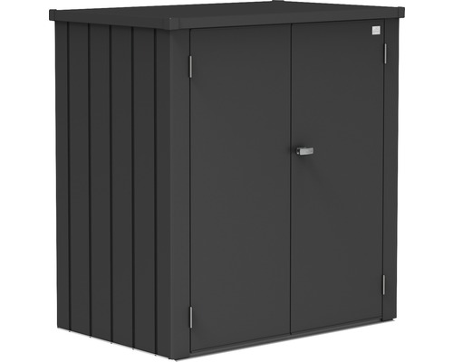 Armoire de terrasse biohort Romeo avec 3 montants d'étagères et 2 étagères galvanisées à chaud taille L 132 x 87 x 140 cm gris foncé métallique-0