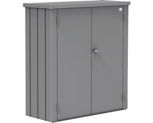 Armoire de terrasse biohort Romeo avec 3 montants d'étagères et 2 étagères galvanisées à chaud taille M 132 x 57 x 140 cm gris quartz métallique