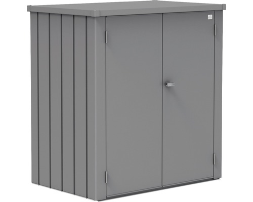 Armoire de terrasse biohort Romeo avec 3 montants d'étagères et 2 étagères galvanisées à chaud taille L 132 x 87 x 140 cm gris quartz métallique-0