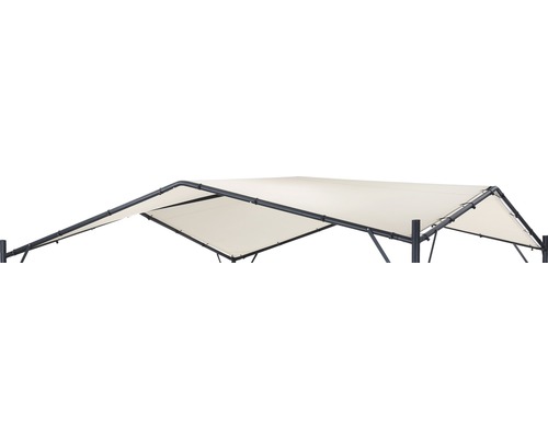 Vue partielle d''un pavillon de jardin avec toit en tissu