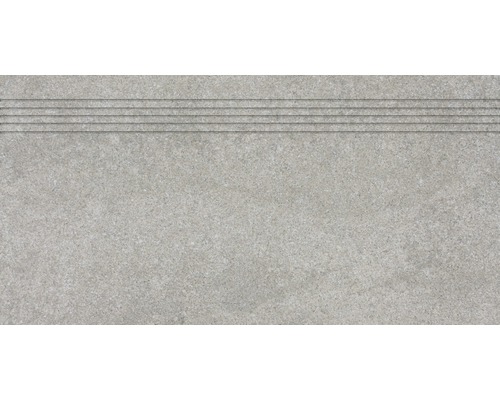 Carrelage d'escalier Udine gris non émaillé 30 x 60 cm