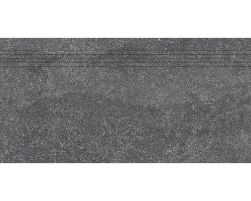 Carrelage d'escalier Udine noir non émaillé 30 x 60 cm Carrelage d''escalier avec sécurité antidérapante