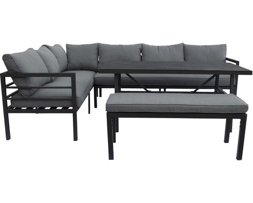 Gartenmöbelset mit Ecksofa, Tisch und Bank