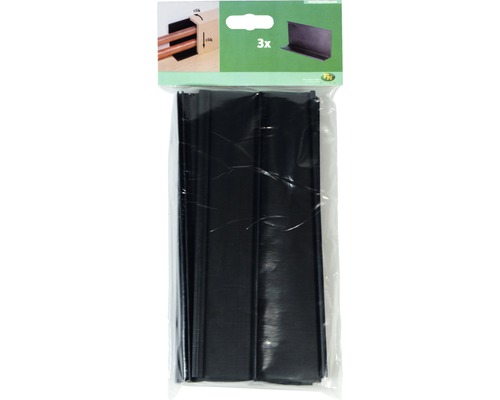 Lot de trois cache-tubes en plastique noir sous emballage