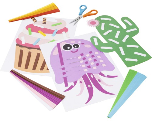 Kit de bricolage avec des motifs de cupcake, de méduse et de cactus
