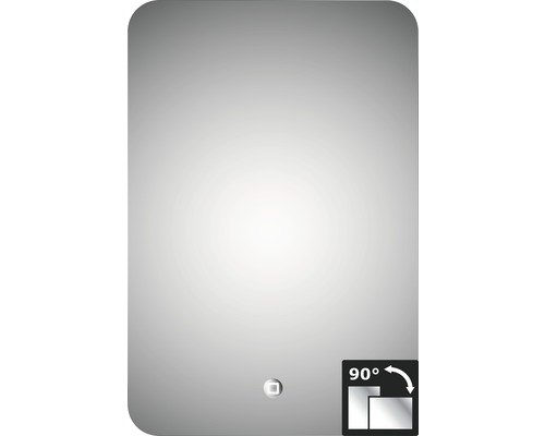 Miroir éclairé Silver Moon avec un cadre en alu 40 x 60 cm IP 24 (protégé contre les projections d'eau)