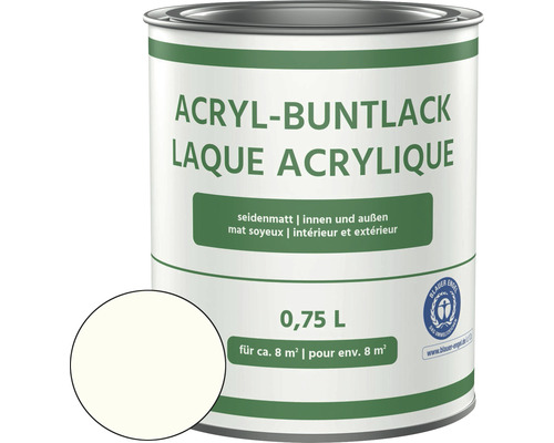 Laque acrylique colorée mate satinée blanc 750 ml Boîte de peinture laque acrylique satinée pour intérieur et extérieur, 0,75 litre