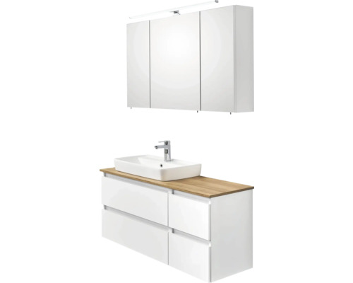 Ensemble de meubles de salle de bains avec meuble sous-lavabo, vasque à poser et armoire de toilette