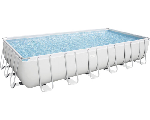 Kit de piscine hors sol, piscine tubulaire Bestway Power Steel™ rectangulaire 732x366x132 cm avec groupe de filtration à sable, échelle et bâche de recouvrement gris-0