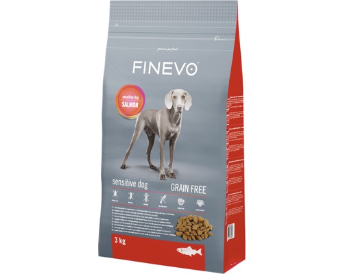 Hundefutter trocken FINEVO Sensitive Dog Lachs getreidefrei 3 kg Finevo Hundetrockenfutter mit Lachs für empfindliche Hunde, 3 Kilogramm