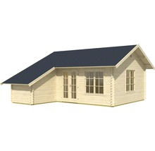Abri de jardin en bois avec fenêtres et double porte