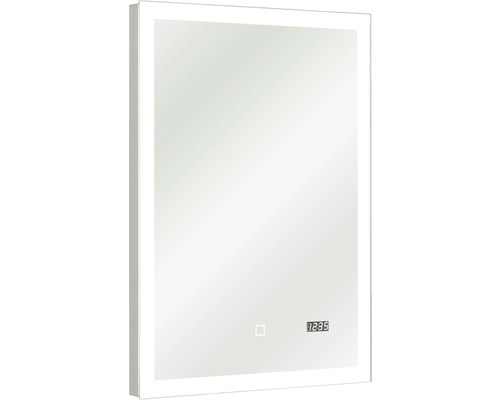 Miroir de salle de bains LED Pelipal 70x50 cm avec capteur tactile et horloge