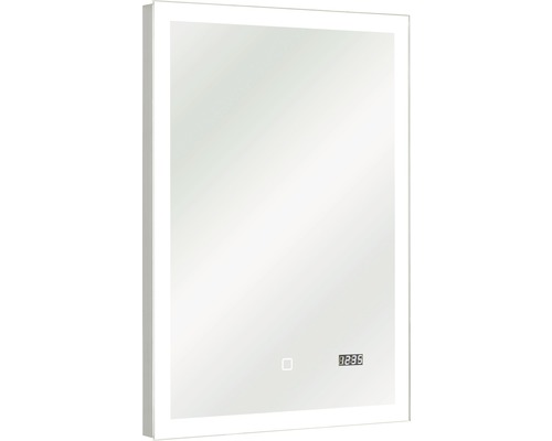 Miroir de salle de bains LED Pelipal 70x50 cm avec capteur tactile et horloge Armoire de toilette avec éclairage LED et affichage numérique