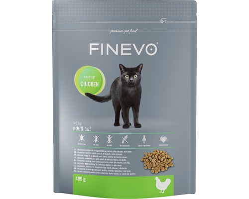 Croquettes pour chats Adult Cat FINEVO poulet 0,4 kg Aliment sec pour chats adultes au poulet Finevo en paquet de 2 kilogrammes